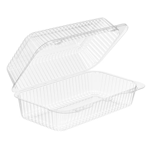 EcoQuality 60oz Clear Hinged Plastic Clamshell Multiple Use Food Storage Container 8 5?16