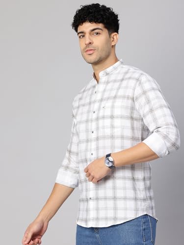 Image of Majestic Man Men's Pure Cotton Mandarin Collar Slim Fit Casual Shirt