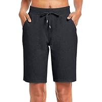 Womens Shorts Gym Shorts with Pockets Knee Length Long Summer Cotton Sports Women Running Size 16 Women's Casual Cotton Women Tracksuit Bottoms Ladies Golf Short Activewear Plus Size Black