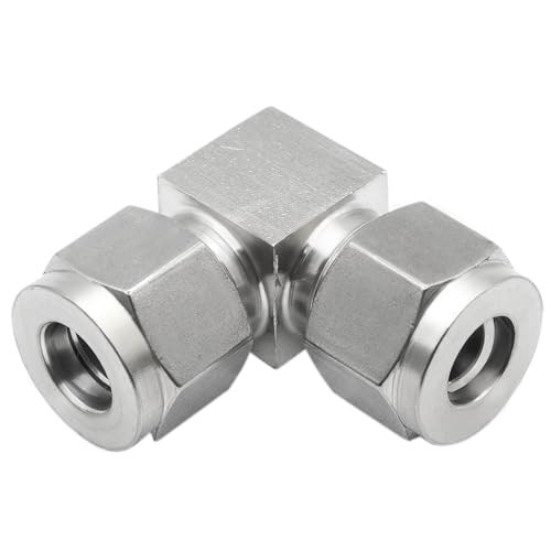 Image of Stainless Steel 304 Compression 90 Degree Elbow 1 inch OD x 1 inch OD Tube Fitting with Double Ferrule, Pack of 2