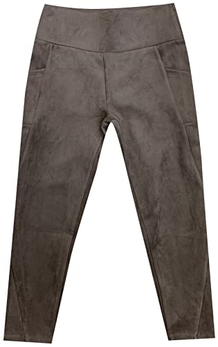 O A T NEW YORK Women's Contemporary Brown Suede Performance Pull-on Pant, Comfortable & Stylish