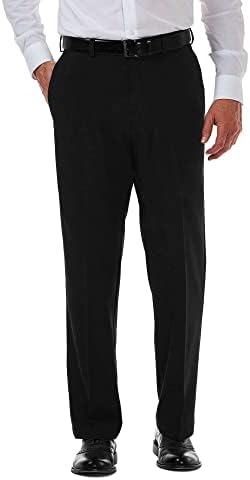 Haggar Men's Cool 18 Pro Classic Fit Flat Front Pant - Regular and Big & Tall Sizes, Black, 38W x 30L