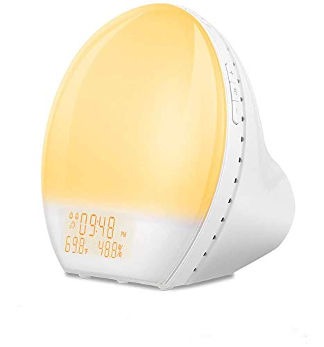 Wake Up Licht, GOAMZ Lichtwecker Tageslichtwecker Wecker Sonnenaufgang Simulation, 7 Farben LED Wecker Licht USB Ladeschnittstelle mit Snooze