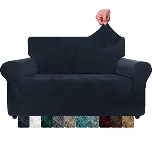 XINEAGE 1 Piece Velvet Couch Covers for 2 Cushion Couch High Stretch Loveseat Slipcover for Pets Dogs Anti Slip Love Seat Sofa Slipcover Furniture Protector (2 Seater