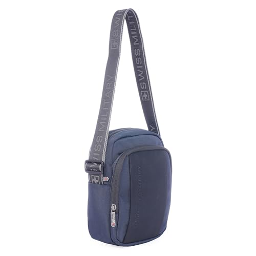 Image of SWISS MILITARY Black Gold Collection Trail Stylish Travel Sling Bag with Multiple Compartments & Compact Crossbody, 4L Capacity, 1680D Polyester, Adjustable Shoulder Strap with Keychain Holder (4L)