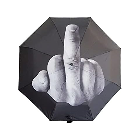Peyan Funny Folding Middle Finger Up Yours Lightweight 8 Ribs Travel Umbrella, Fashion Gifts Sun And Rain Umbrella Black Cover