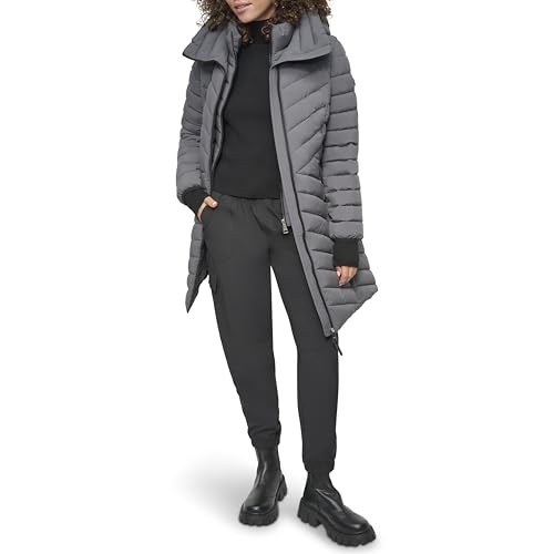 DKNY Women's Bib-Front Light-Weight Puffer