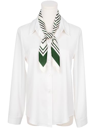 Women Striped 27.6" Square Scarf, Contrast Color Satin Neckerchief Head Wrap Bandanas Neck Scarves2