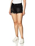 luvamia Women's High Waisted Shorts Frayed Raw Hem Ripped Denim Jean Shorts A1 Soft Black Size XS Fits US 0 - US 2