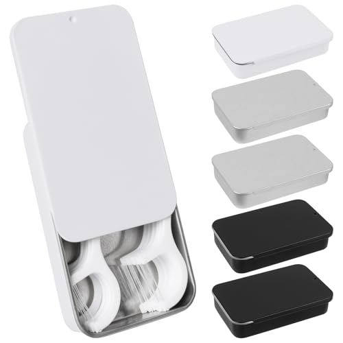 Adorila 6 Pack Portable Dental Floss Case, Metal Sliding Dental Pick Dispenser, Refillable Travel Floss Pick Organizer Case for for Teeth Cleaning