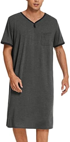 Ekouaer Mens Nightshirt, Viscose Long Sleep Shirt, Medium,A-dark Grey