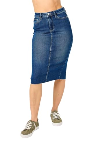 Judy Blue High Rise Denim Midi Skirt