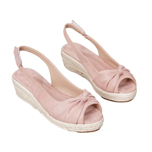 Sandales espadrilles femme bout poisson avec talon compensé et bride cheville