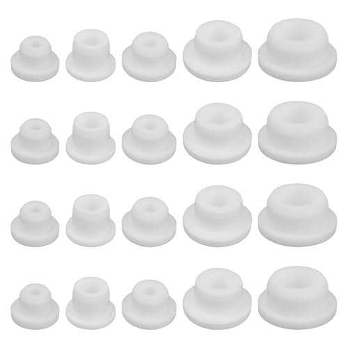 lasuroa 20pcs Bathtub Jet Covers, 5 Sizes Silicone Jet Tub Plugs Waterproof White Sink Overflow Hole Cover Caps Accessories Bath Tub Inserts Reusable & Heat-Resistant