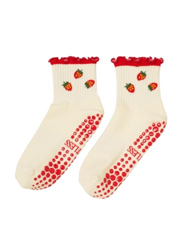 Image of Shapes Studio Half Calf Grip Socks, Cute Fruit Pilates Socks, Ruffle Socks, Non-Slip for Barre Yoga