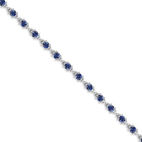 Gem Stone King Blue Created Sapphire Tennis Bracelet for Women in 925 Sterling Silver | 1.76 Cttw | Round: 2.5MM | Gemstone September Birthstone | 7 Inch3