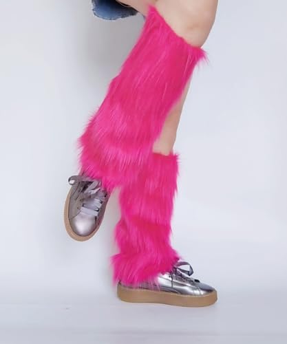 YELAIVP Faux Fur Leg Warmer Warm Fuzzy Boot Covers Winter Fur Boot Covers for Women Christmas, Halloween Party Accessory3