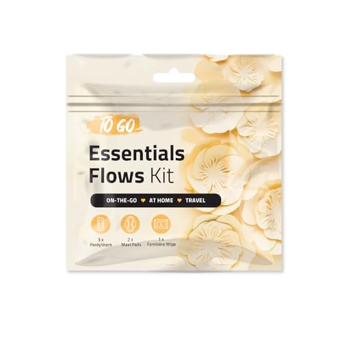 Feminine Care Travel Pack, 3 Pantiliners, 2 Maxi Pads, 1 Wipe, Light Daily Period Protection (Orange) (1)