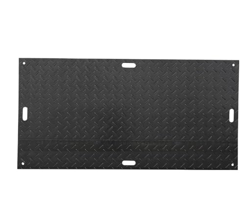 Ground Protection Mats - Black 4? x 8?, Heavy Equipments Mats, Temporary Roadway Matting, Diamond Plate Tread and Smooth Surface