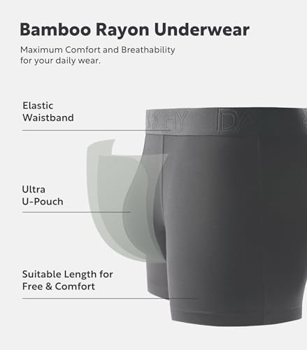 DAVID ARCHY Mens Trunks Underwear Soft Breathable Rayon Made from Bamboo Trunk No Fly Pouch