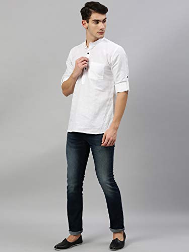Image of Rajubhai Hargovindas Men's Linen Straight Short Kurta