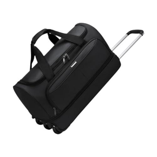 Wheeled Duffel Bag Suitcase Carrier Heavy Duty Rolling Garment Bag Trolley Bag for Picnic Traveling Outdoor Men Business Trip, black, L