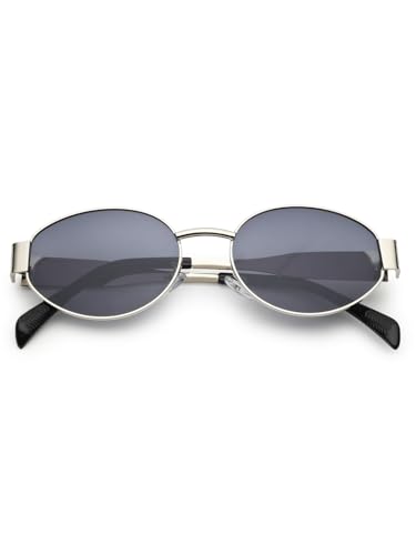 Image of HASHTAG EYEWEAR Retro Oval Sunglasses for Women | Stylish UV400 Protection Shades | Lightweight Durable Metal Frame | Trendy Vintage Oval Glares for Women | Classic & Elegant Design for All Occasions