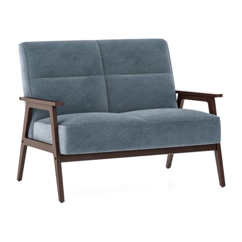 Image of Urban Ladder Logan 2 Seater Wooden Sofa in Blue Colour