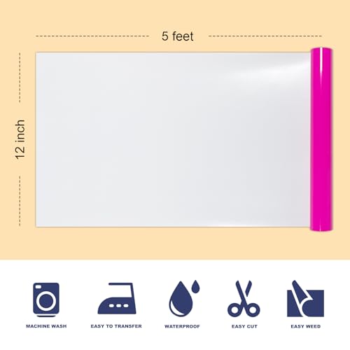 Image of Hot Pink pu Puff Vinyl Heat Transfer - 12 inch x 5ft 3D Puff HTV Vinyl, Puffy Iron-On for Fabrics, Perfect for T-Shirts, Bags, Pillows, Compatible with Cricut & Cameo
