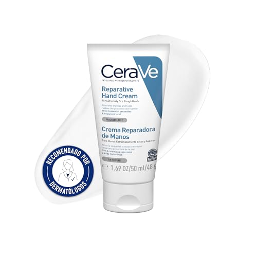 CeraVe Crema Reparadora de Manos, Para Manos Secas y Ásperas, Alivia la Sequedad y Restaura la Barrera Protectora de la Piel, Con 3 Ceramidas Esenciales y Ácido Hialurónico, 50ml