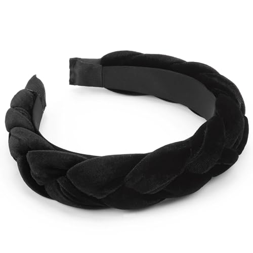 Image of DRESHOW Braided Headbands for Women Velvet Hair Hoop Elastic Criss Cross Hair Bands Accessories