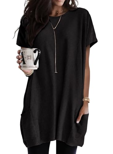 Summer 2025 Women's Casual Oversized Tunic Tops with Pockets