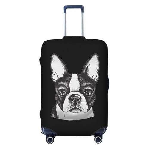 Boston Terrier Travel Luggage Cover Suitcase Protector Fits 18-21 Inch Case(Black,S)