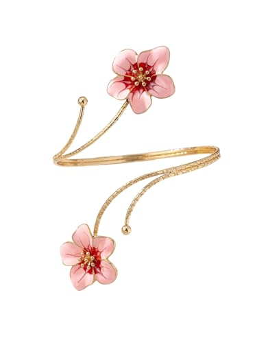MakeMeChic Women's Flower 18K Arm Cuff Bracelets Gold Upper Arm Beach Jewelry