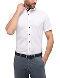 Bügelfrei eterna Herren unifarbenes Pinpoint Kurzarmhemd Slim FIT 1/2 weiß 38_H_1/2