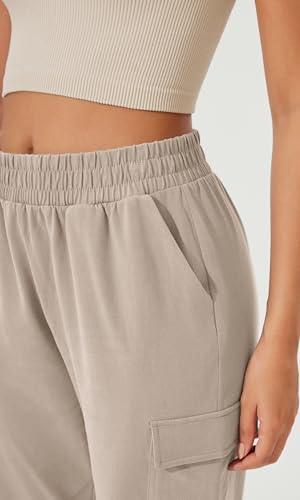 ODODOS Cargo Jogger Pants for Women Purevibe Cotton Mid Waist Track Cuff Lounge Sweatpant with Pockets4