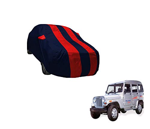Image of Auto Hub Car Cover Compatible with Marshal with Weather Proof, Mirror Pocket, Triple Stitched, Marshal Car Cover- Navy-Red