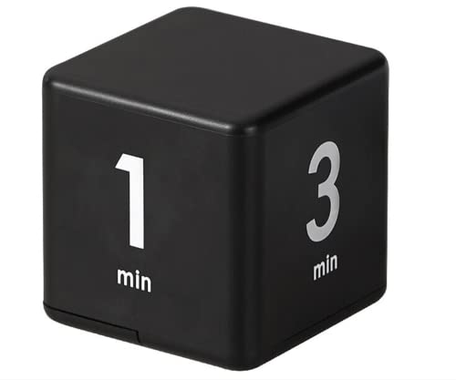 Feilifan Cube Timer, Kid Focus Study Timer Kitchen Work Timer Time Block Cube Gravity Flip Time Block Cube 1-3-5-10 Minutes Time Management, Black
