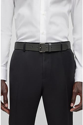 BOSS Men's Scott-cut Sz35 Textured Leather Belt with Logo Loop4