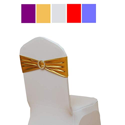 Fvstar 20pcs Chair Sashes Bows Elastic Spandex Wedding Chair Bows Decorative Elegant Party