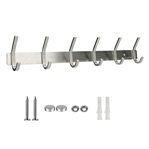 Anupow Porte Manteau Murale en acier inoxydable 304 robuste avec 6 crochets pour salle de bain, cuisine, chambre à coucher Cover