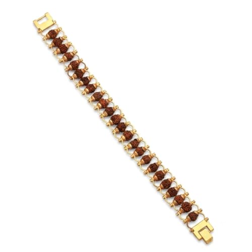 Image of Nazakat 21 Bead Original Rudraksha Rakhi for Brother | Gold Plated Traditional Rakhi Bracelet | Sacred Rudraksha Raksha Bandhan Thread | Adjustable Designer Rakhi Gift for Bhai | Festival Hand Band