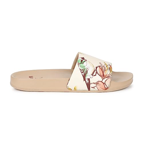 Image of YOHO Tropica Printed Comfortable Women Slides | Stylish Rainy Footwear & Waterproof Monsoon Sandals | Soft Inner Lining On Strap