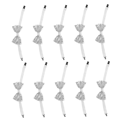 10Pcs Sequin Bow Ties for Boys Adjustable Pre Tied Bowtie for Stage Performances Weddings and Graduations Elegant Solid Color Design for Every Occasion