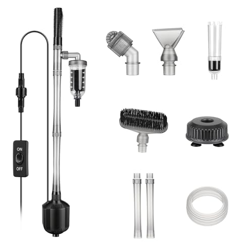 hygger 1350LPH Aquarium Gravel Cleaner 15W Adjustable Length Electric Fish Tank Vacuum Gravel Cleaner Kit Automatic Change Water Sand Washer Filter Siphon