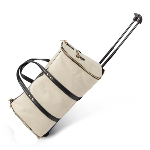 Convertible Rolling Duffel Carry On - Kendall Country Garment Weekender Bag with Wheels and Handle Shoe Pouch Convertible Garment Bag for Travel - Pebble