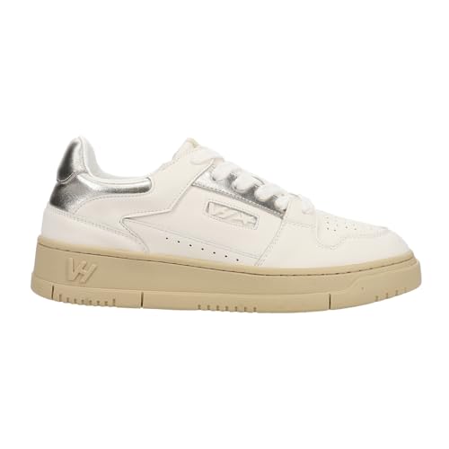 VINTAGE HAVANA Womens Finesse Metallic Perforated Lace Up Sneakers Shoes Casual - White