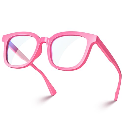 Image of VISOONE Square TR90 Lightweight Anti Glare UV400 Gaming Computer Glasses | 99% Digital Screen Filter Non-Prescription Clear Lens Oversized Frame Trendy Fashion Blue Light Blocking Women Men NOE