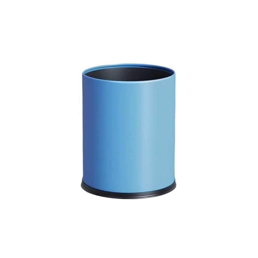 Waste Paper Basket okrągły metalowy kosz na odpady, 10 l, z otwartym górnym blatem, z wyjmowanym pojemnikiem wewnętrznym, kompaktowy kosz na śmieci (niebieski)