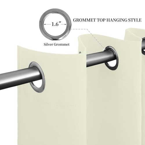 Image of Easy-Going Blackout Curtains for Bedroom, Solid Thermal Insulated Grommet and Noise Reduction Window Drapes, Room Darkening Curtains for Living Room, 2 Panels (52x96 in,Ivory)
